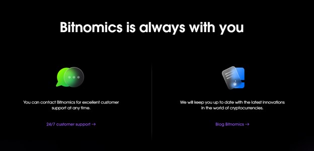Bitnomics support features