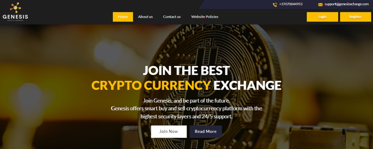 Genesis Exchange homepage
