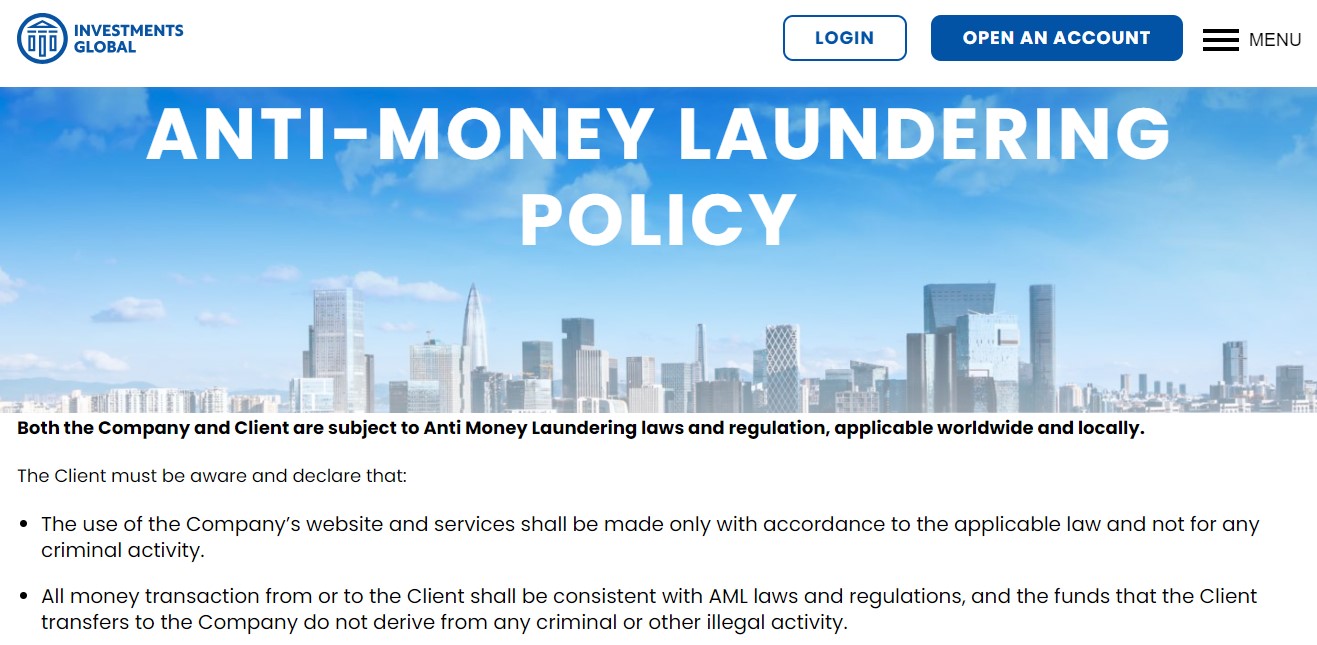 Investments Global AML Policy