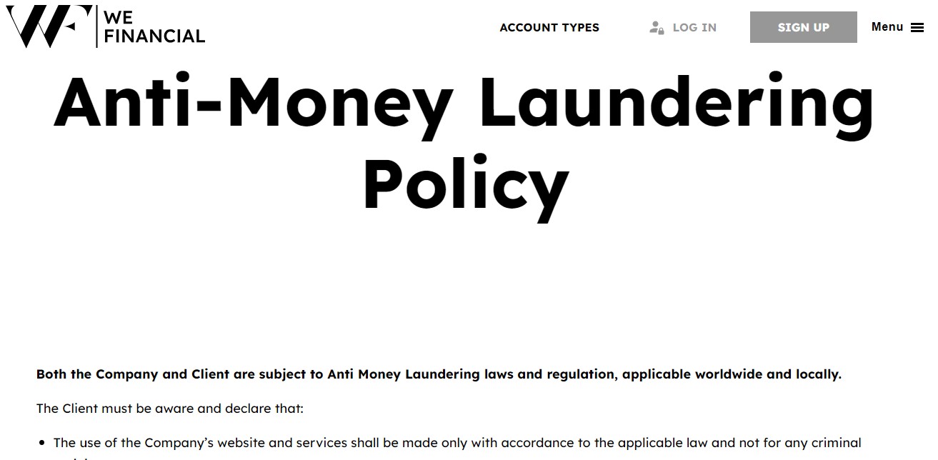 We Financial AML Policy